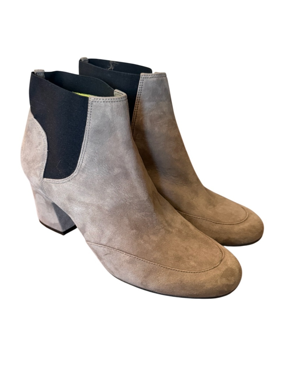 Naturalizer Danica Suede Block Heel Chelsea Booties in Gray-Size 7.5